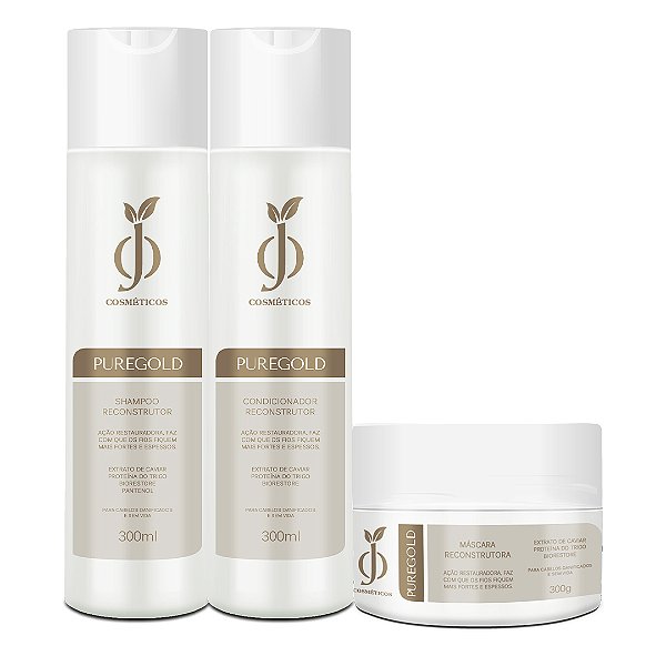 Kit PureGold - Shampoo+Condicionador+Máscara - OJ Cosméticos