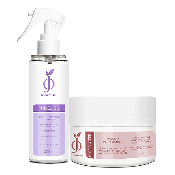 Kit Máscara Cauterização PureCauter + Spray Liso Mágico PureLiss - OJ Cosméticos