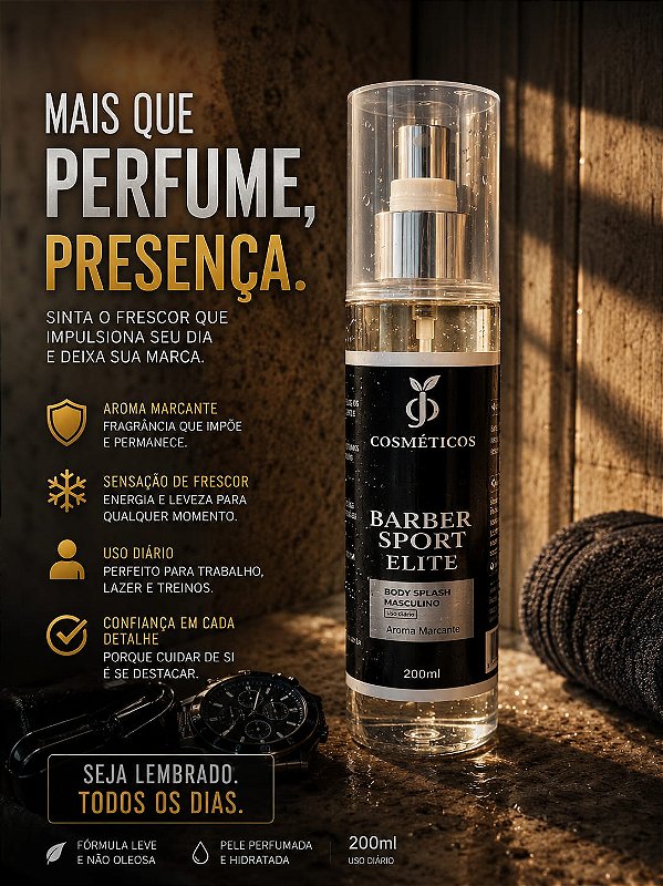Body Splash Masculino Barber Sport Elite 200ml -OJ Cosméticos