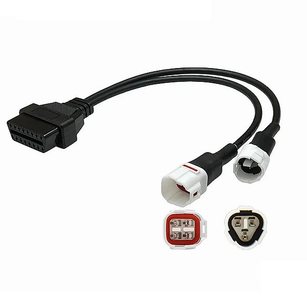 Cabo OBD2 Adaptador para Motos Yamaha 3 e 4 Pinos Conversor Diagnóstico ECU Injeção Eletrônica Compatível com Scanner Automotivo 16 Pinos