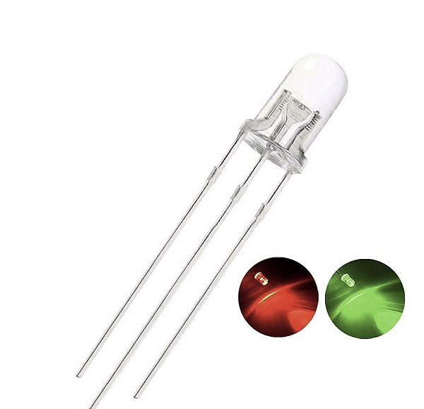 LED 5MM ALTO BRILHO BICOLOR VERDE/VERMELHO
