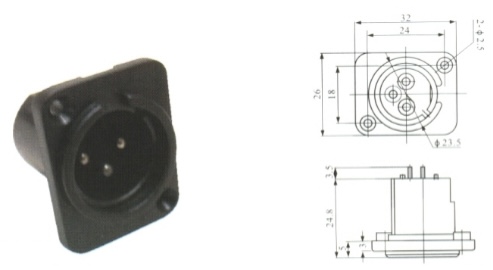 PLUG CANON PAINEL LS-1030 PLASTICO 3 VIAS 180°