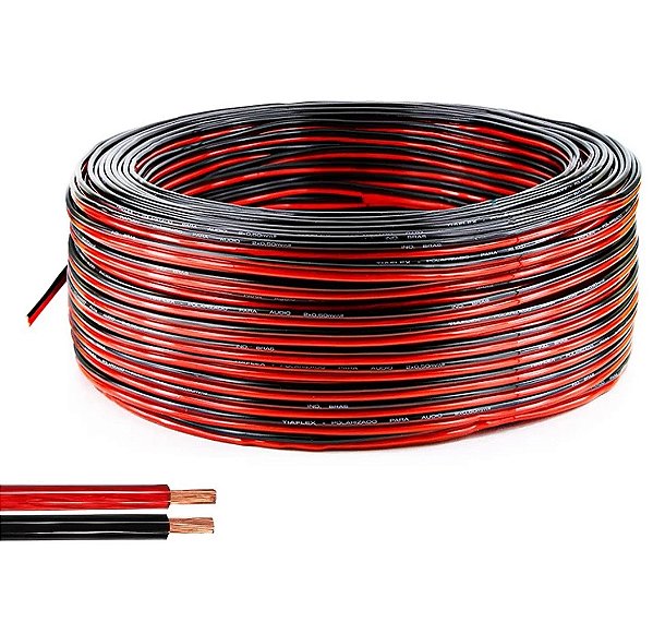 CABO FLEXIVEL 2X0,50MM BICOLOR PRETO/VERMELHO (ROLO C/ 100 MTS)