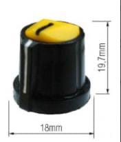 KNOB PARA EIXO ESTRIADO (18X19,7MM) AMARELO (PACOTE 10 PCS)