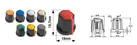 KNOB PARA EIXO ESTRIADO (18X19,7MM) CINZA (PACOTE 10 PCS)