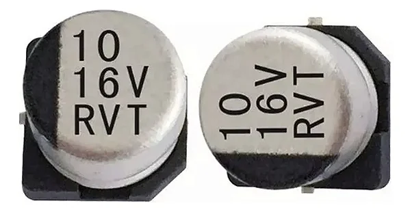 CAPACITOR ELETROLITICO SMD 10UF 16V 6X5,5MM (PACOTE C/ 100 PEÇAS)
