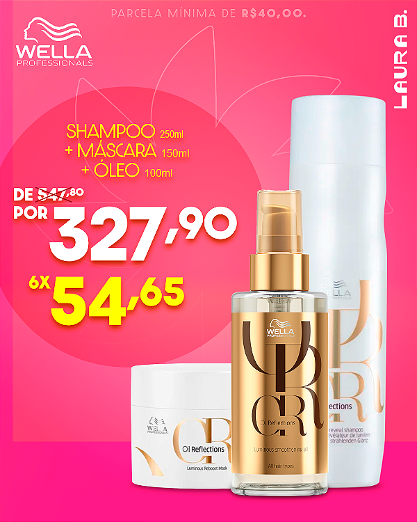 Kit Wella Oil Reflections Shampoo 250ml + Máscara 150ml (Ganhe Óleo Oil Reflections 100ml)