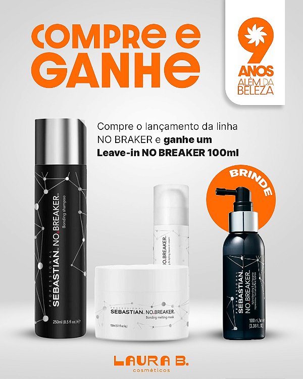 Kit Sebastian Professional No Breaker Home Care Shampo 250ml+Máscara 150ml+Leave-in 145ml(Ganhe Leave-in 100ml)