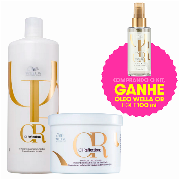 Kit Wella Oil Reflections Shampo 1L+Máscara 500ML(Ganhe Óleo Oil Reflection Light 30ml)