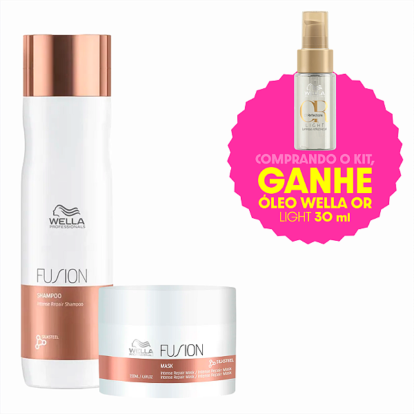 Kit Wella Fusion Shampoo 250ml+ Máscara 150ml(Ganhe óleo Light 30ml)