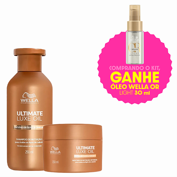 Kit Wella Ultimate Luxe Oil Shampo 250ml+ Máscara  150ml(Ganhe Óleo Oil Reflection Light 30ML)