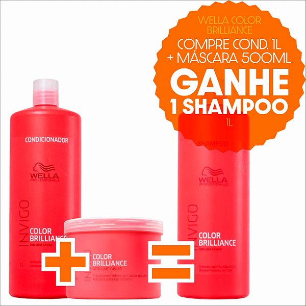 Kit Wella Color Brilliance Cond 1l +Máscara 500ml(Ganhe Shampo 1L)