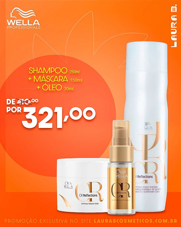 Kit Wella Oil Reflections Shampo 250ML+Máscara 150ML+Oleo Oil Reflection 30ML