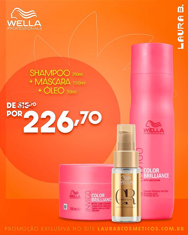 Kit Wella Color brilliance Shampo 250ml+Máscara 150ml+Oleo Oil Reflection 30ML