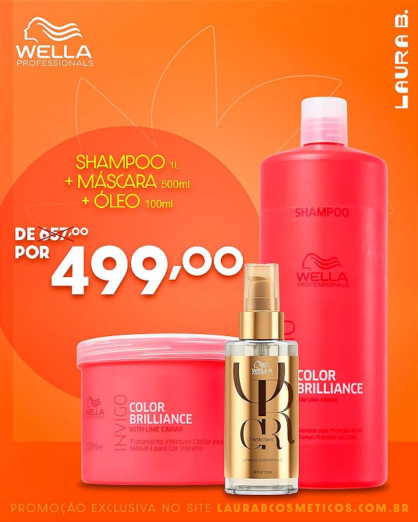 Kit Wella Color Brilliance Shampo 1l +Máscara 500ml+Oleo Oil Reflections 100ML
