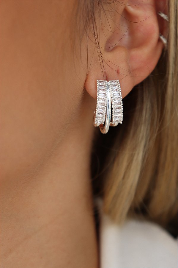 Brinco Zirconia Ródio