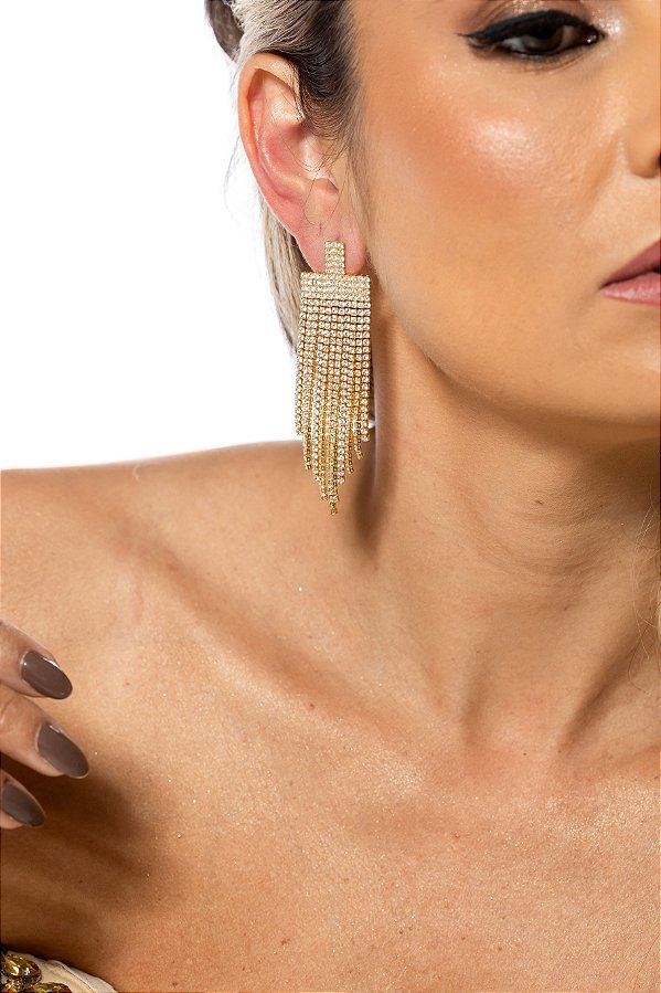 Brinco Festa Zirconia Franja