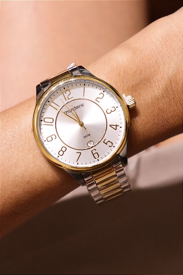 Relógio Feminino Calendário Casual Bicolor