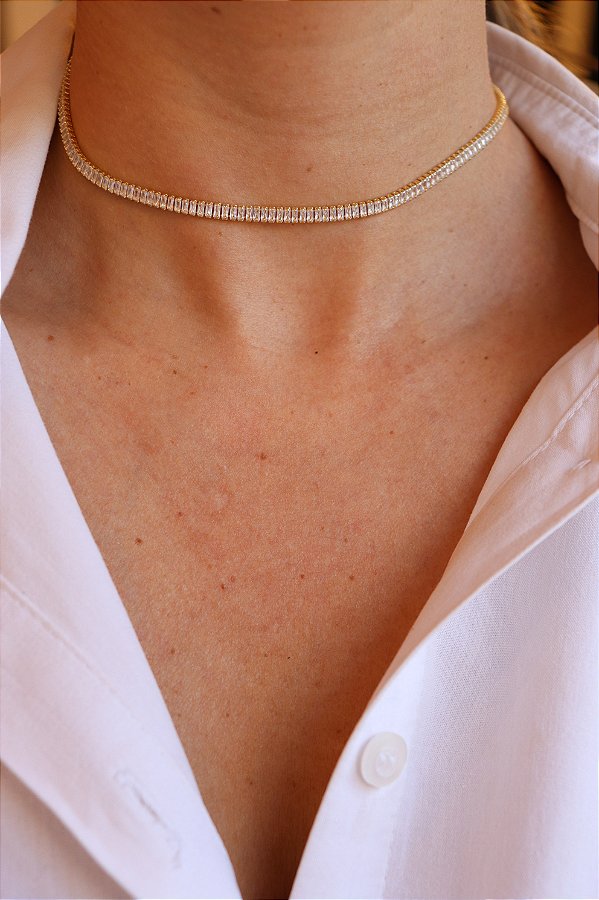 Choker Riviera Baguete com Zircônias