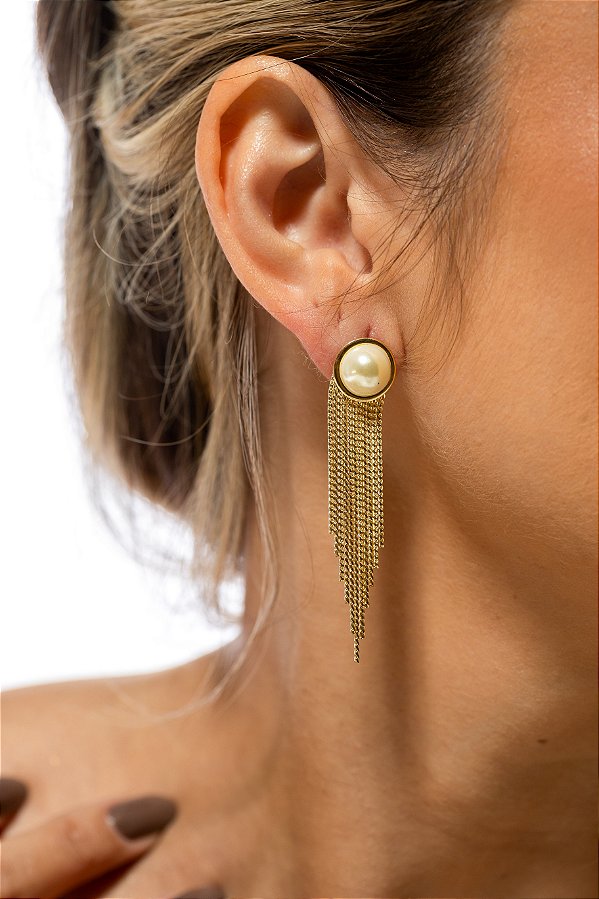 Brinco Franja Banhado a Ouro 18k