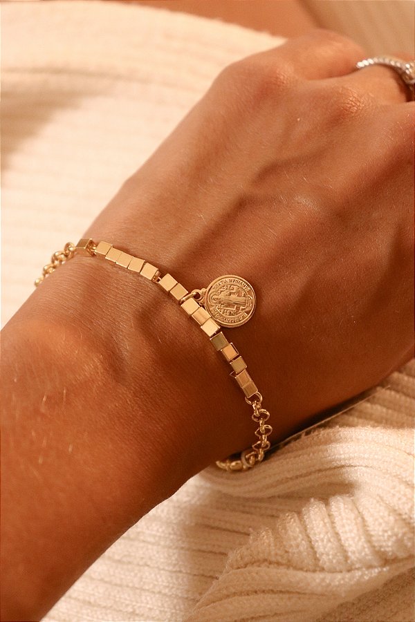 Pulseira São Bento Canutilho Banho de Ouro 18k