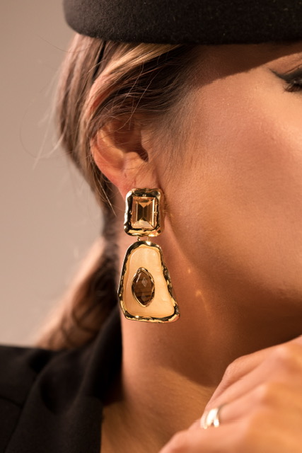 Brinco Orgânico Luxo Banhado Ouro 18k