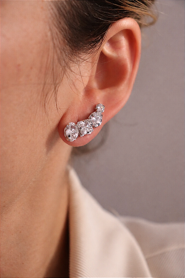 Brinco Naiara Earcuff Ródio Branco