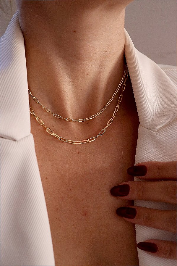 Colar Duplo Cartier Banhado a Ouro 18k