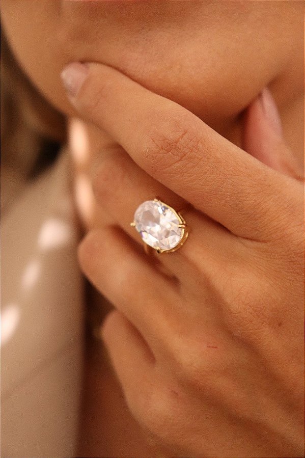 Anel Oval Virginia Banho de Ouro 18k