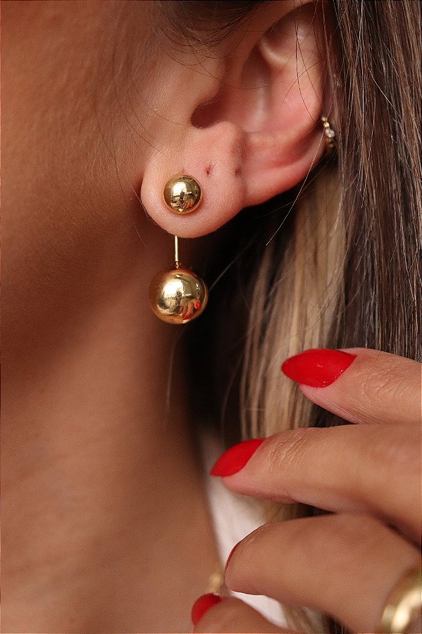 Brinco Bola Banhado Ouro 18k