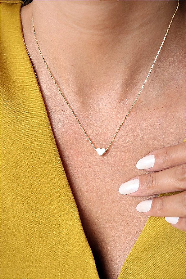Colar Pingente Coração Banhado a Ouro 18k