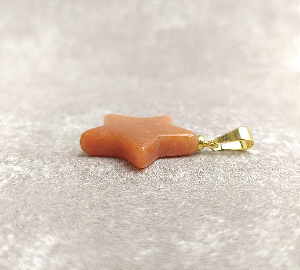 Pingente de Calcita Laranja em Estrela - Banho ouro - "Energia e Vitalidade"