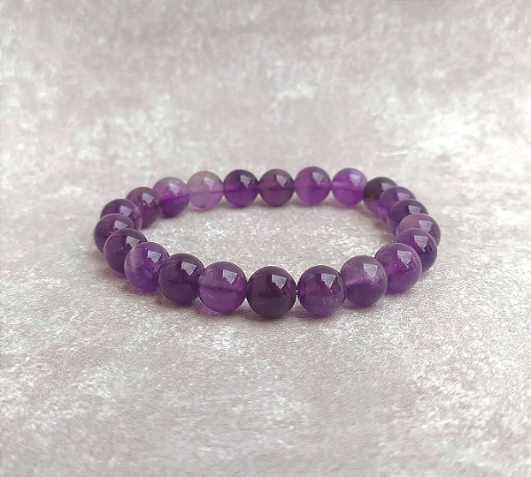 Pulseira de Ametista Extra em esfera 8mm "Espiritualidade e Transmutação"