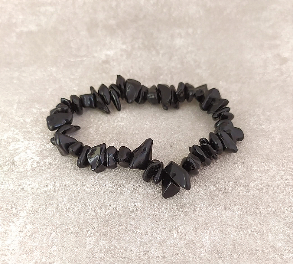 Pulseira de Turmalina Negra em Cascalho "Proteção"