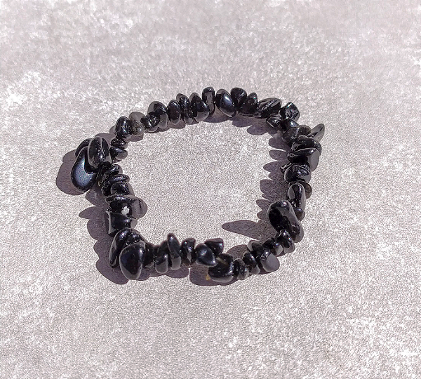 Pulseira de Obsidiana Negra em Cascalho "Proteção e Cura Espiritual"