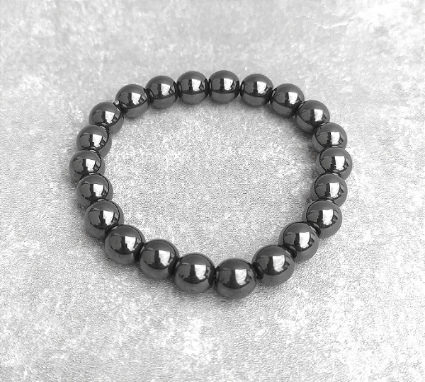 Pulseira de Hematita em Esfera 8mm "Fortalecimento Pessoal e Proteção"