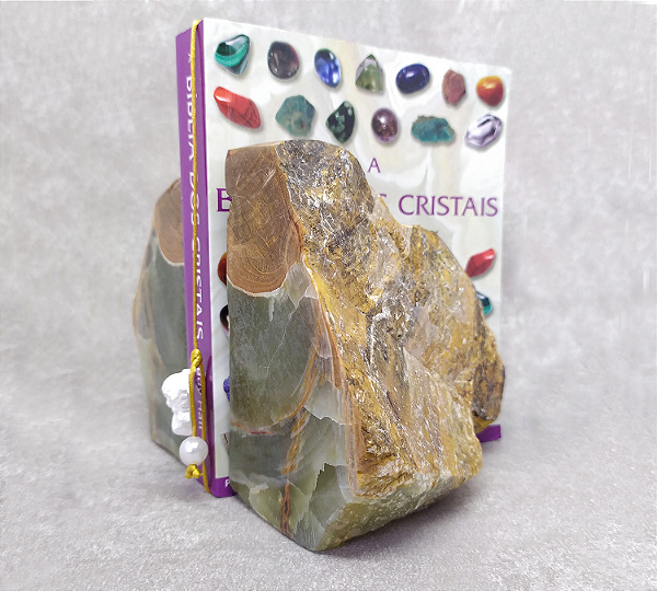 Porta Livro de Jaspe 2,927kg - "Harmonia, Saúde e Proteção"
