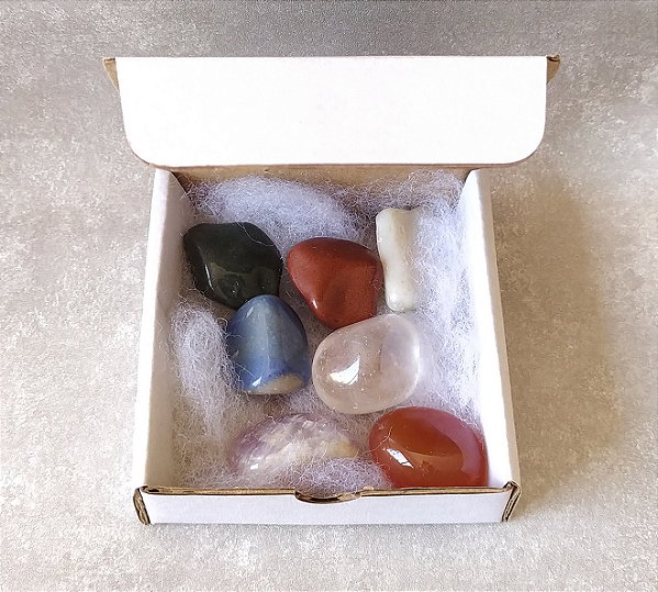 Kit 7 Chakras Pedras Roladas - Caixa com 07 Cristais P