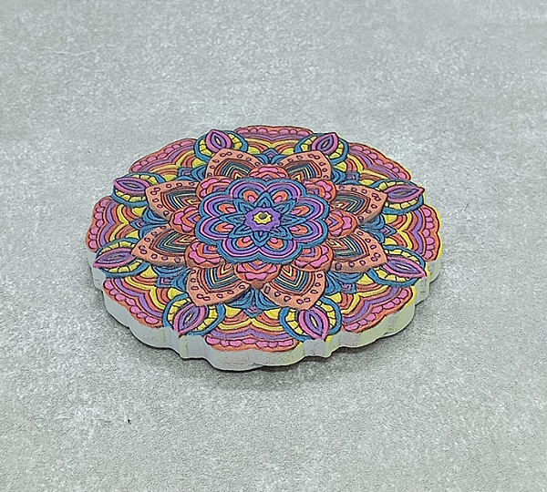 Incensário Mandala Flor de Lótus com ímã - Roxo/Rosa/Amarelo/Azul