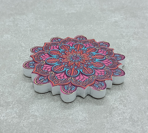 Incensário Mandala Flor de Lótus com ímã - Rosa/Azul/Vermelho