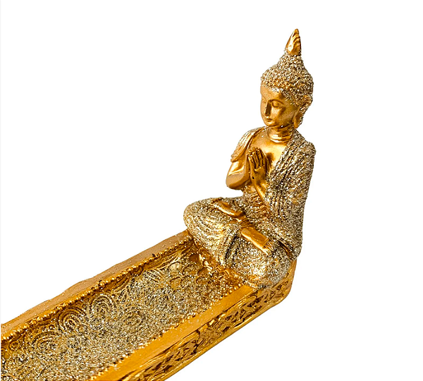 Incensário Horizontal Buda - Dourado com brilho
