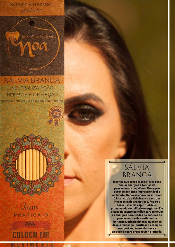 Incenso Artesanal Orgânico NOA - Sálvia Branca - "Proteção e Neutraliza Ação Nefasta"