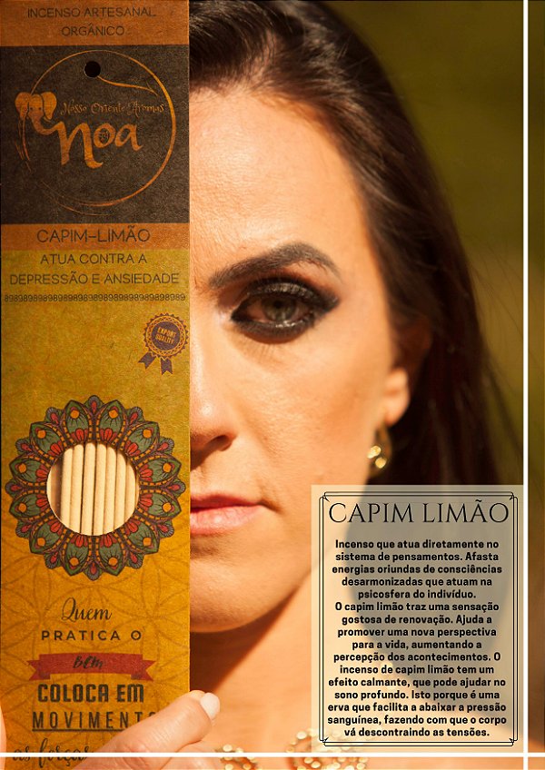 Incenso Artesanal Orgânico NOA - Capim-Limão - "Atua contra Depressão e Ansiedade"