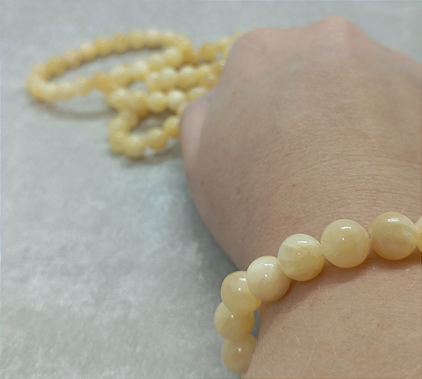 Pulseira Calcita Amarela em esfera 8mm - "Movimento e Realizações"