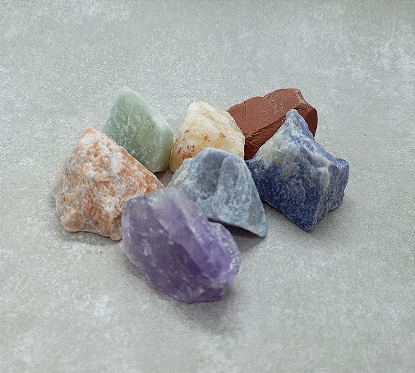 Kit 7 Chakras Pedras Brutas - Saquinho com 07 Cristais P
