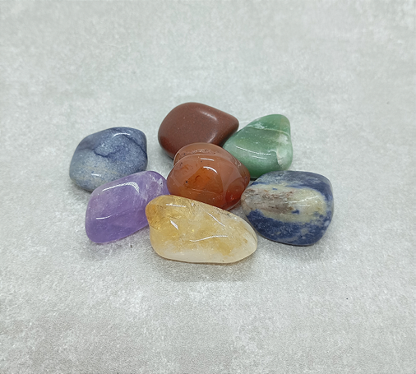 Kit 7 Chakras Pedras Roladas - Saquinho com 07 Cristais P