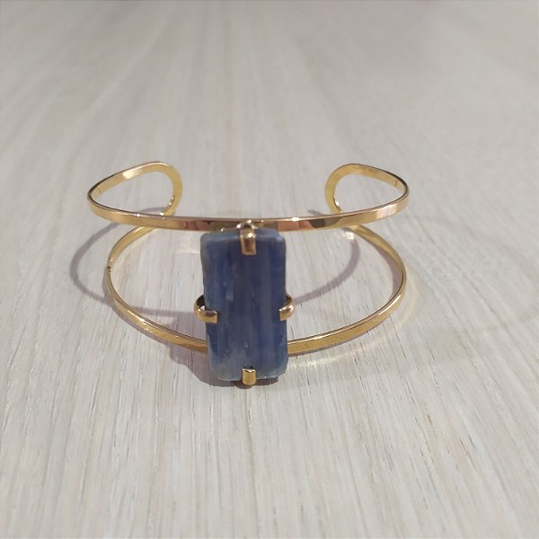 Bracelete Cianita Azul Regulável - Dourado