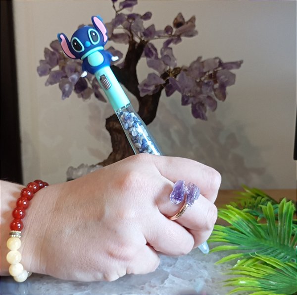 Caneta Infantil Stitch com Sodalita e Led