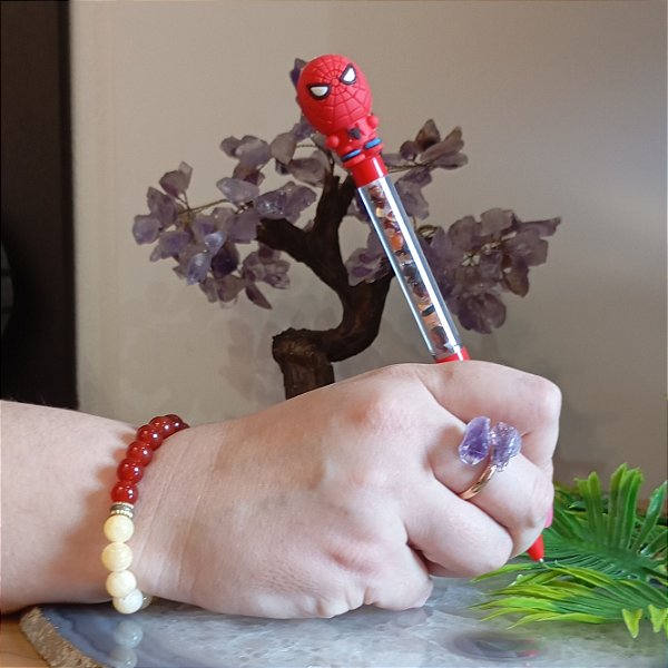 Caneta Infantil Homem Aranha com Cornalina