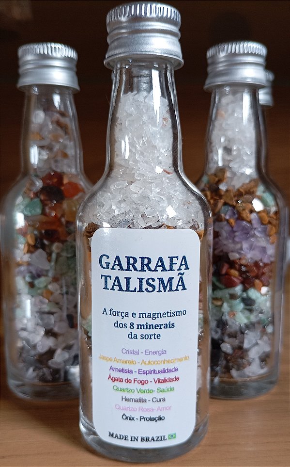 Garrafa Talismã - "A Força e Magnetismo dos 8 Minerais da Sorte"